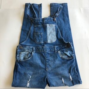 Zara Girl Distressed Denim Overalls